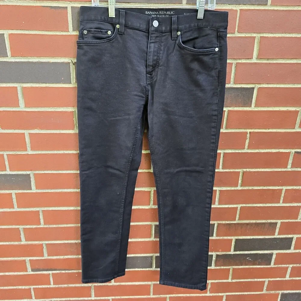 Banana Republic Men's Slim Jeans Black The Traveler 33x30 Cotton Denim NWOT